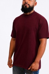 PRO5 Heavyweight T Shirt Mens Thick Cotton Blank Crewneck Streetwear Solid