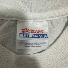 Hanes Heavyweight 50/50 Eager Beaver Graphic T-Shirt Short Sleeve White Mens S