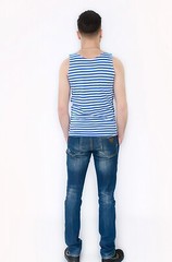 MILITARY STRIPED TANK TOP SLEEVELESS LIGHT BLUE SHIRT TELNYASHKA