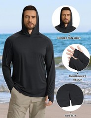 COOFANDY Men’s UPF 50+ Sun Shirt Long Sleeve Fishing Shirt UV Protection Hoodie