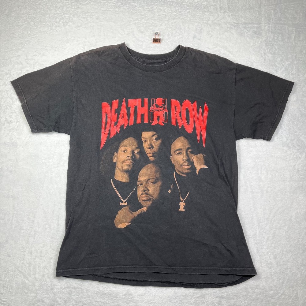 Mens T Shirt Black Death Row Records Tupac Snoop Dogg Suge Dr Dre Band Rapper