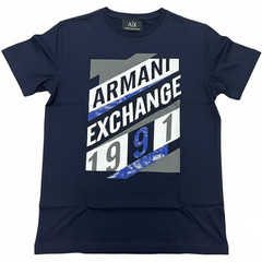 ARMANI EXCHANGE Navy Blue AX-16 Short Sleeve Slim Fit Designer Mens T-shirt NWT