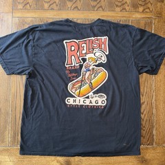 Relish Brand Men’s Black No Ketchup Ever Hotdog Cowgirl T Shirt Chicago 3XL READ