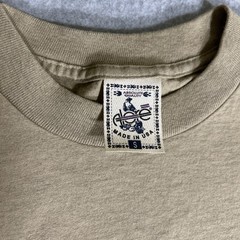 Vtg. 80s/90s Alore Single Stitch Blank Tan T-Shirt Small Made in USA Slub Cotton