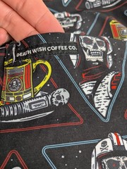 Death Wish Coffee Co Men’s L Button Down Shirt All Over Print Skull Graphic