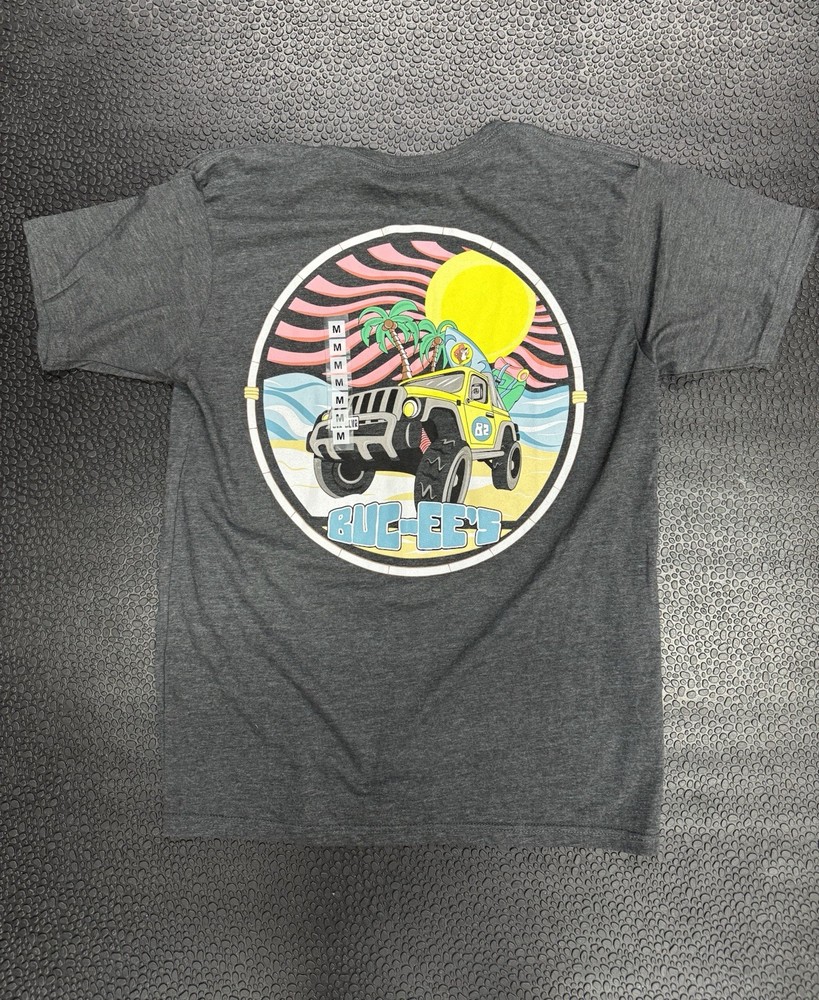 NWT Buc-ee’s Yellow Jeep Tshirt Shirt Size M Bucees Beach Gas Station Short