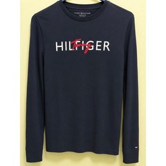 Tommy Hilfiger Mens Navy Blue Long Sleeve Graphic Logo Tee Shirt Small S/P