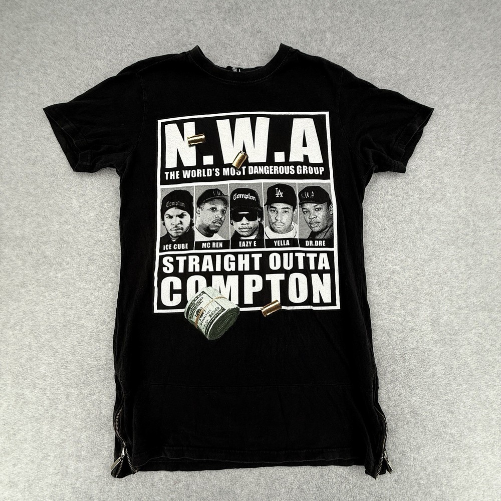 NWA Shirt Medium Straight Outta Compton Y2K Rap Ice Cube Dr. Dre Eazy E Zip Hem