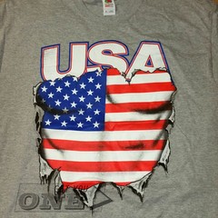 USA Spirit of America Flag Muscle Rip Chest Men’s T-Shirt Gray Grey XL 46/48 NEW