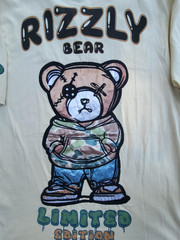 Rizzly Bear Limited Edition Graphic T Shirt Cream Beige Streetwear Mens Size M