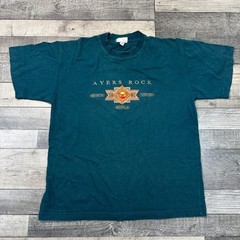 Vintage Australia T-Shirt Ayers Rock Northern Territory Graphic Teal Mens Large
