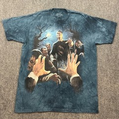 THE MOUNTAIN T-Shirt Men’s XL Teal Blue Tie-Dye Zombie Graphic Cotton