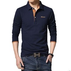 Letter Print Polo Shirt – Men’s Long Sleeve Slim Fit Tees Hip Hop Top Fashion