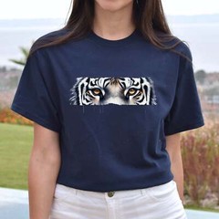 White Tiger Eyes Unisex T-shirt Black Navy Dark Heather