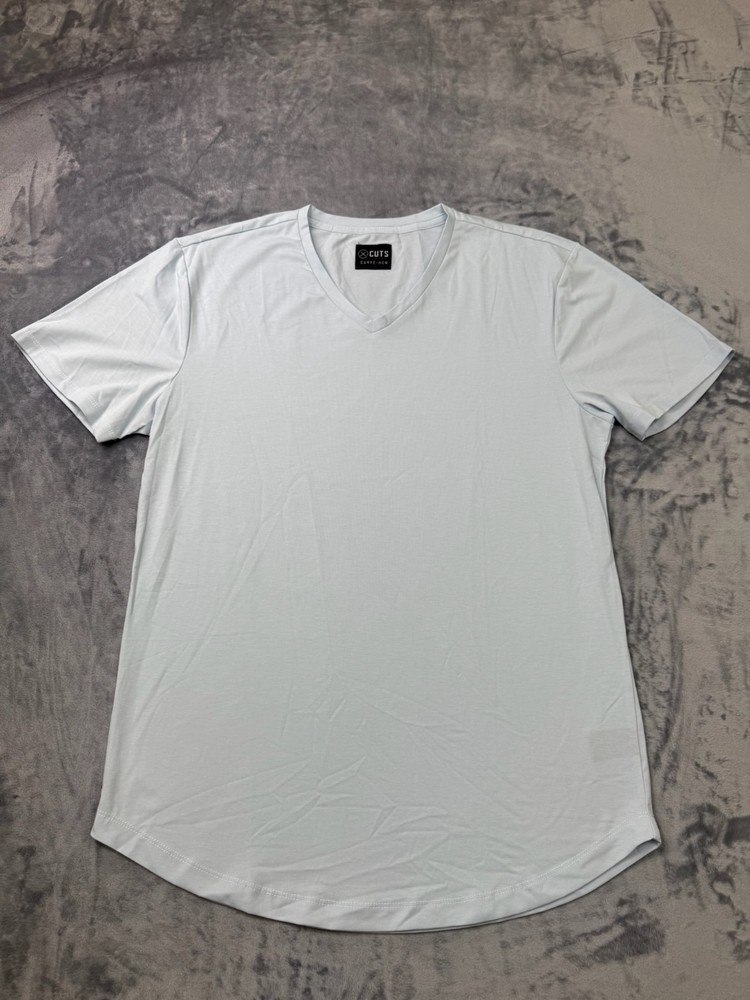 Cuts Clothing Short Sleeve V Neck Curve-Hem T-Shirt Mens XL Glacer Pyca Pro