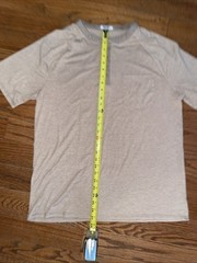 Coofandy Men’s Large Khaki Oatmeal Heather Short Sleeve Henley Stretch Shirt EUC
