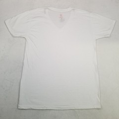 Hanes Men’s White Basic V-Neck T-Shirt Slim Fit Comfort Blend Size Medium Casual