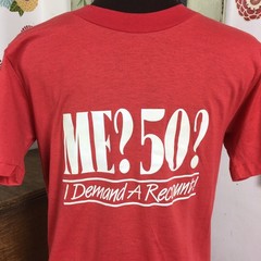 Vintage Funny Graphic Tee, 80s Novelty T-Shirt, Ched 50th Birthday Old Age XS-S