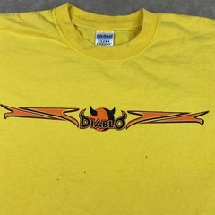 Vintage Diablo Paintball T-Shirt Men Sz XL Y2K Graphic Tee Yellow Short Sleeve