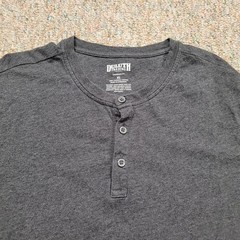 Duluth Trading Co Shirt Mens XL Gray Henley Organic Cotton Short Sleeve Work