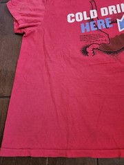 American Eagle Outfitters Cold Drinks Here Print Red Shirt Sz L (STAIN & DIRTY)