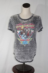 Aerosmith Womens World Tour T-Shirt Size Medium Multicolor Graphic Gray Burnout