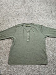 Vintage Lucky Brand Thermal Henley Shirt Mens Medium Green Military Waffle Knit