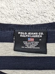 Polo Jeans Ralph Lauren Striped Long Sleeve Shirt Pullover Medium Blue Gray READ