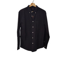Quince Men 100% Organic Cotton Oxford Shirt Black Sleeved Top L