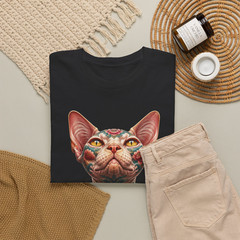 Tattoo Sphynx Cat Colorful Street Art T-Shirt