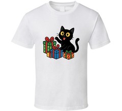 Funny Black Cat Christmas Presents Cartoon Tee Great New Cat Owner Gift T Shirt