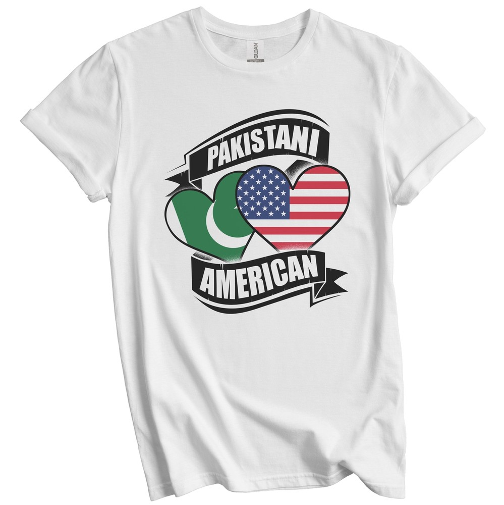 Pakistani American Hearts USA Pakistan Flags T-Shirt