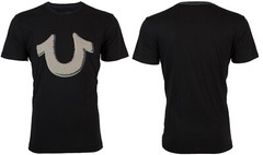 $69 TRUE RELIGION Black POP ART HORSESHOE Short Sleeve Designer Graphic T-shirt