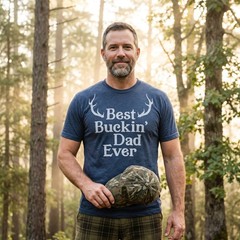 Mens Best Buckin Dad Ever Antlers T shirt Funny Fathers Day Hunting Tee for Guys