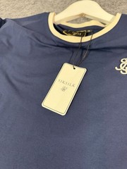 Siksilk Shirt Mens Large Slim Fit Tee Tournament Blue T Shirt Navy Sik Silk N98