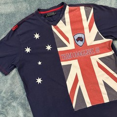 Y2K Coogi Team Coogi Est. 69 Australian Flag V-Neck T-Shirt