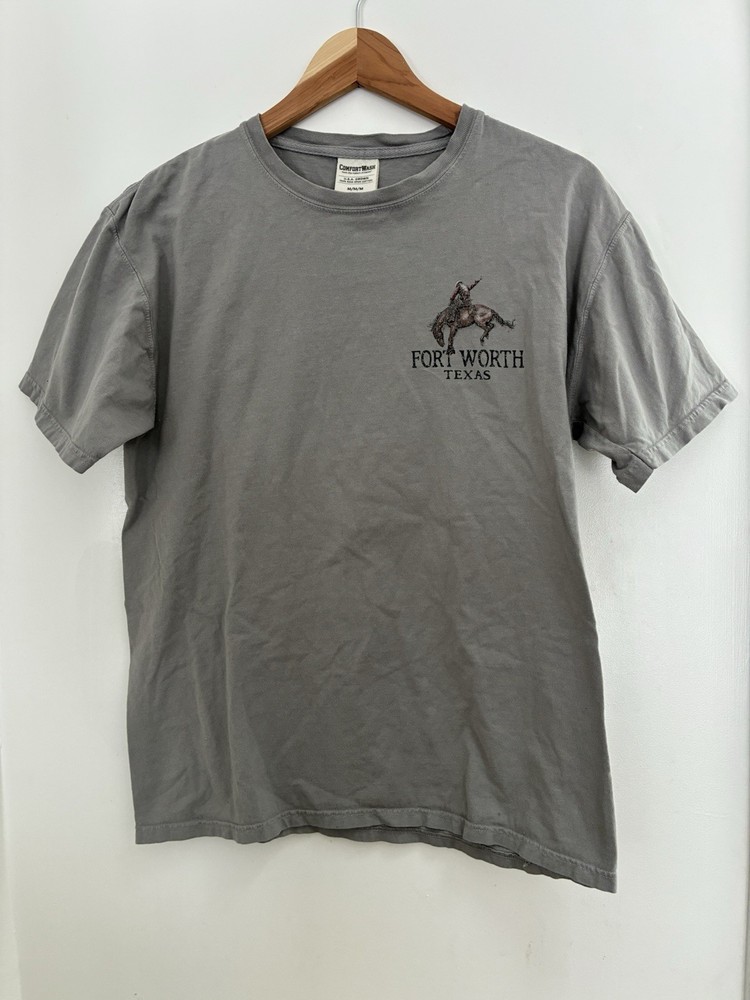 ComfortWash Mens Fort Worth Texas 100% Cotton Crewneck Short Sleeve Shirt Gray M