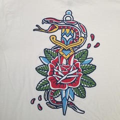 MBX Premium Goods Men’s White Rose Snake Graphic T-Shirt Size Large Short Sleeve