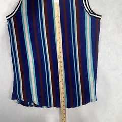 NYC Brooklyn Hooded Sleeveless T Shirt Medium Multicolor Striped Drawstring