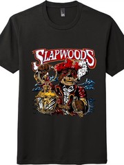 Slapwoods Pirate Bear Lantern Vintage Cartoon Streetwear Unisex Graphic T-Shirt