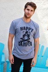 Mens Happy Camper Shirt Funny Camping Cool Hiking Graphic Vintage Tee 80s Saying