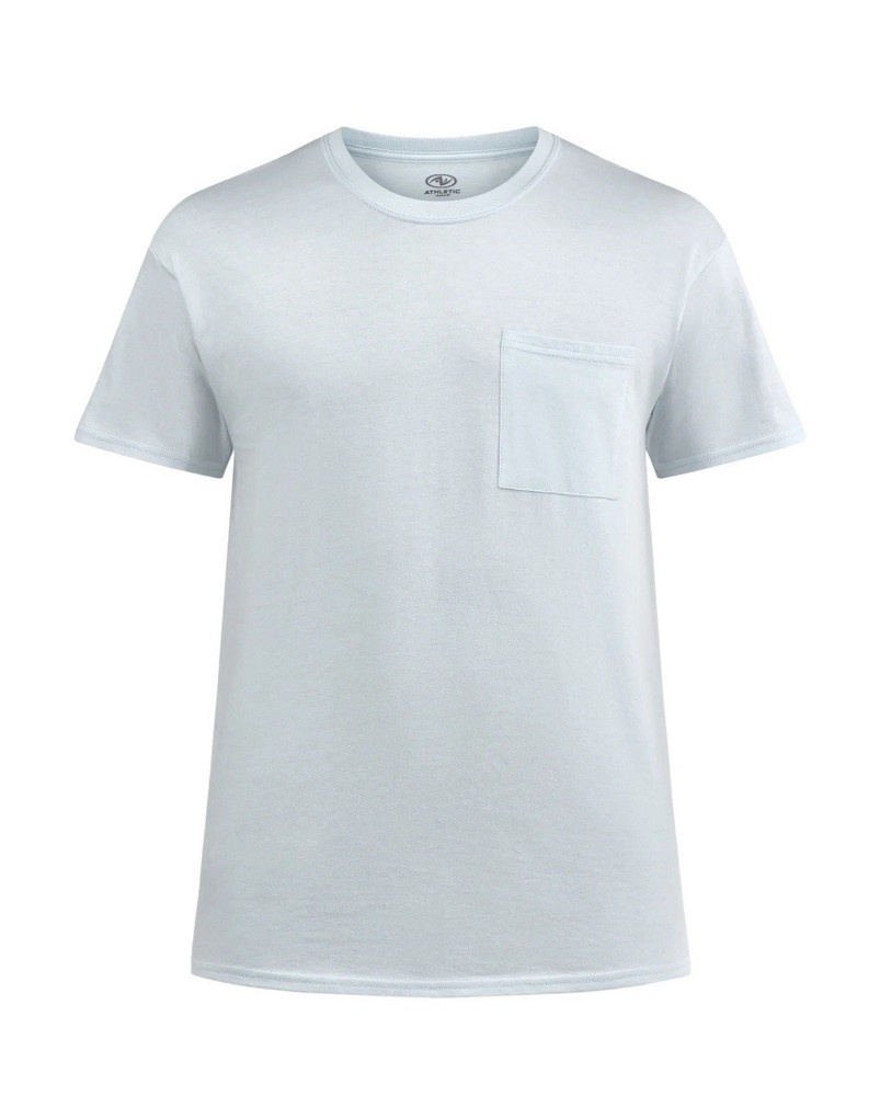 ATHLETIC WORKS Men’s 2XL (50-52) Pocket Cotton Tee Short Sleeve • Aqua Inlet