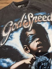Mens NEW Godspeed Skeleton Blindfolded child angel print Short sleeved T-shirt