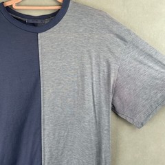 EPTM Men Split Panel T-Shirt Custom Dye Blue Gray Two Tone Streetwear USA M Read
