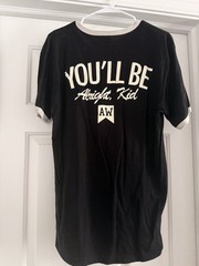 Alex Warren Apparel Black/White Ringer Graphic Print Cotton Crew Neck Tee L
