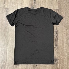Uniqlo T-Shirt Mens L Black AIRism Short Sleeve Crew Neck Stretch Active