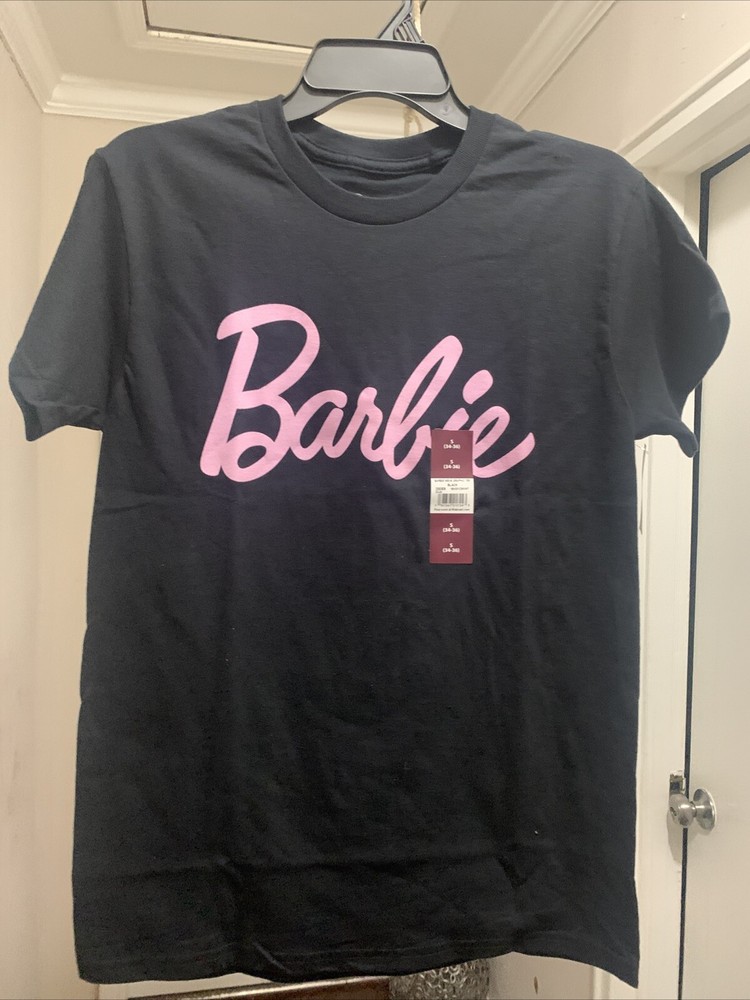 Barbie Men’s Logo Graphic Tee With Short Sleeves Black Size -S(34-36)