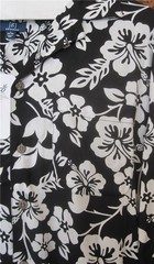 Men’s Awesome Black & White Hibiscus Aloha Hawaiian Shirt NWT Sz Large George
