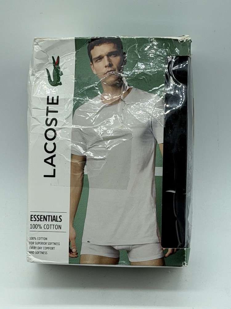 NEW PACK OF 3 MENS LACOSTE ESSENTIAL 100% COTTON C NECK T.SHIRT MEDIUM BLACK