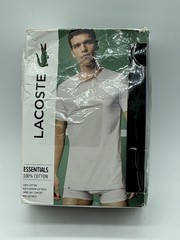 NEW PACK OF 3 MENS LACOSTE ESSENTIAL 100% COTTON C NECK T.SHIRT MEDIUM BLACK